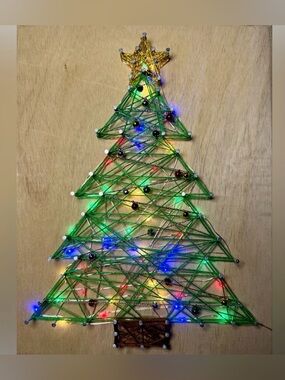 DIY String Art Christmas Tree Making Kit Multi-Colored Lights